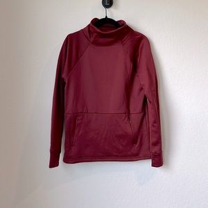 Yogalicios Burgundy Funnel Front Zipper Pocket Sweatshirt Women sz small